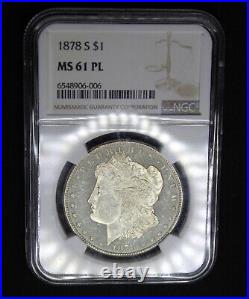 1878 S Proof Like Morgan Silver Dollar Coin Graded NGC MS61PL Vam 34 PL Mirrors