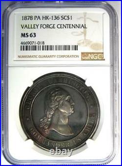 1878 Valley Forge Silver So-Called Dollar SC$1 PA HK-136. NGC MS63 (BU UNC) R7