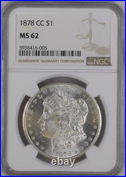 1878-cc $1 Morgan Dollar Ngc Near-choice-bu Ms-62-(pl) Blast-white High-grades