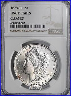 1878-p 8tf $1 Morgan Silver Dollar Ngc Unc Details Cleaned #6805759-007