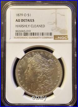 1879-O US Morgan Silver $1 Dollar NGC Genuine AU Details Harshly Cleaned