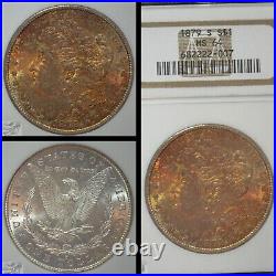 1879 S Morgan Silver Dollar, NGC MS64, BU, Amazing Toned Golden Red, C6206