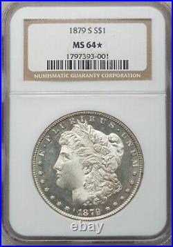 1879-S Morgan Silver Dollar NGC MS64 Star, Proof-like Cameo Obverse Great Luster