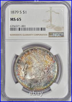 1879-S Morgan Silver Dollar NGC MS65, Beautiful Vibrant Rainbow Tone, Lustrous