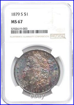 1879-S Morgan Silver Dollar NGC MS67, Deep Vibrant Rainbow Tones, Great Luster