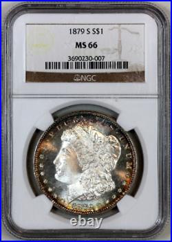 1879-s Ms66 Ngc Morgan Silver Dollar Gorgeous Toning & Cameo Bust