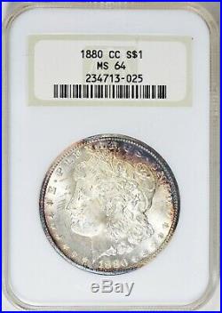 1880 CC Morgan Silver Dollar NGC MS 64, toned beauty, Old Holder