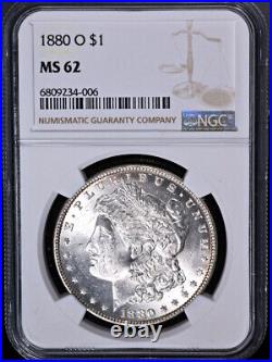 1880-O Morgan Silver Dollar NGC MS62 Blast White Nice Eye Appeal