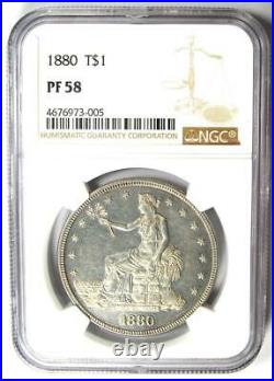 1880 PROOF Trade Silver Dollar T$1 Coin Certified NGC PR58 (PF58) Rare Date