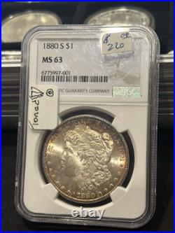 1880-S Morgan Silver Dollar $1 NCG MS63 TONED Beautiful Coin Ag