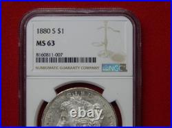 1880-S Morgan Silver Dollar $1 NGC MS 63 Free USA Shipping