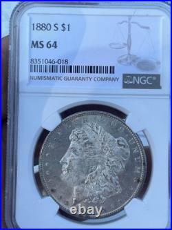 1880 S Morgan Silver Dollar $1 NGC MS 64 Stunning Luster Clean Device's NBTB 65+