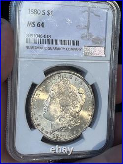 1880 S Morgan Silver Dollar $1 NGC MS 64 Stunning Luster Clean Device's NBTB 65+