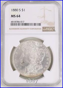1880-S Morgan Silver Dollar $1 NGC MS64 Reverse Crescent Moon Toned