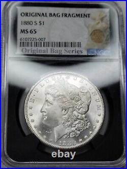 1880 S Morgan Silver Dollar $1 NGC MS65 Original BAG FRAGMENT Black Core H562