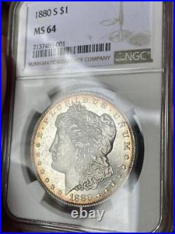 1880-S Morgan Silver Dollar Coin NGC MS 64 Very PL Look! San Francisco