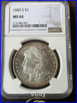 1880-S Morgan Silver Dollar Coin NGC MS 64 Very PL Look! San Francisco