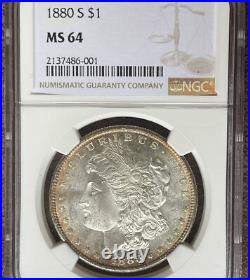 1880-S Morgan Silver Dollar Coin NGC MS 64 Very PL Look! San Francisco