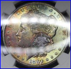 1880 S Morgan Silver Dollar Graded NGC MS62 Rainbow Color Toning Toned Coin