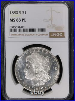 1880-S Morgan Silver Dollar NGC MS63 PL Blast White Superb Eye Appeal 1880-S Morgan Silver Dollar NGC MS63 PL Blast White Superb Eye Appeal