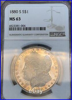 1880-S Morgan Silver Dollar NGC MS63 RED/ORANGE TONING Proof Like $1