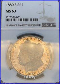 1880-S Morgan Silver Dollar NGC MS63 RED/ORANGE TONING Proof Like $1