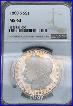 1880-S Morgan Silver Dollar NGC MS63 RED/ORANGE TONING Proof Like $1