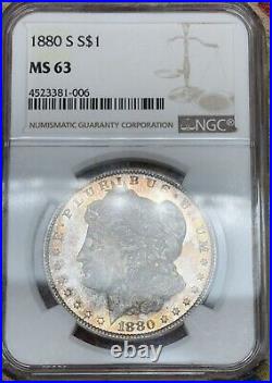 1880-S Morgan Silver Dollar NGC MS63 RED/ORANGE TONING Proof Like $1