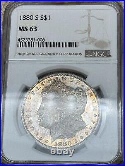 1880-S Morgan Silver Dollar NGC MS63 RED/ORANGE TONING Proof Like $1