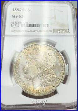 1880-S Morgan Silver Dollar NGC MS63 RED/ORANGE TONING Proof Like $1