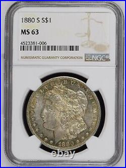 1880-S Morgan Silver Dollar NGC MS63 RED/ORANGE TONING Proof Like $1