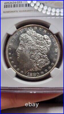 1880-S Silver Morgan Dollar Graxed MS-63 By NGC P. L. OBV & AMAZING TONING REV