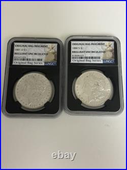 1880-S and 1881-0 NGC Original Bag Fragment Morgan Silver Dollar Brilliant Uncir