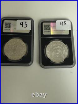 1880-S and 1881-0 NGC Original Bag Fragment Morgan Silver Dollar Brilliant Uncir
