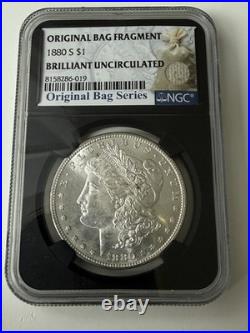 1880-S and 1881-0 NGC Original Bag Fragment Morgan Silver Dollar Brilliant Uncir
