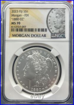 1880-cc Ngc Ms-70! 2023 Fiji Morgan Dollar