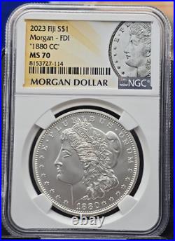 1880-cc Ngc Ms-70! 2023 Fiji Morgan Dollar