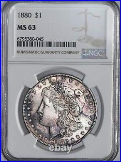1880-p $1 Morgan Silver Dollar Ngc Ms63 #6795380-045 Mint State / With Toning