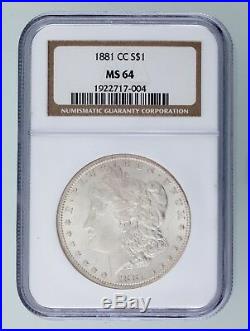 1881-CC $1 Silver Morgan Dollar Graded by NGC as MS-64! Key Date Morgan