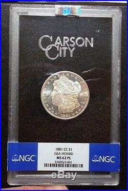 1881-CC GSA NGC MS62 PL Prooflike Carson City Morgan Hard Pack with Black Box