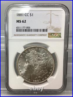1881 CC Morgan Silver Dollar NGC MS 62