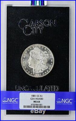 1881-CC Morgan Silver Dollar, NGC MS 64 in GSA holder