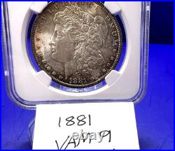 1881 MORGAN Silver Dollar NGC MS-63 Double 18-1 VAM 9 Golden Tone Amazing Strike