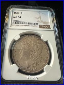 1881 NGC Grade MS 64 Morgan Silver Dollar # 8352706-005