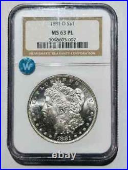 1881 O Morgan Silver Dollar NGC MS-63 PL Sight White