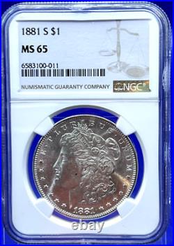 1881-S Morgan 90% Silver Dollar NGC MS-65 Beautiful Blast White Sharp Strike