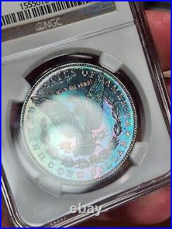 1881 S Morgan Dollar Toned NGC MS63 Rainbow Toning Insane Luster Crazy Coin