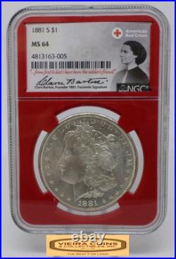 1881-S Morgan Silver Dollar, NGC MS 64 American Red Cross Clara Barton #B53110