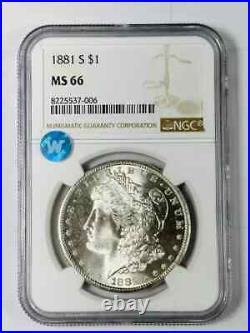 1881 S Morgan Silver Dollar NGC MS-66 Nice PQ! Sight White