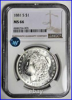 1881 S Morgan Silver Dollar NGC MS-66 Sight White
